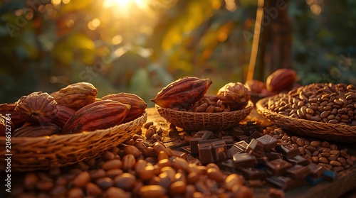 Luxurious Cocoa Harvest And Artisan Chocolate Storytelling Scene