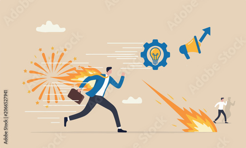 Fotografie Advantag motivation, agility or innovation for success, leadership concept, busi