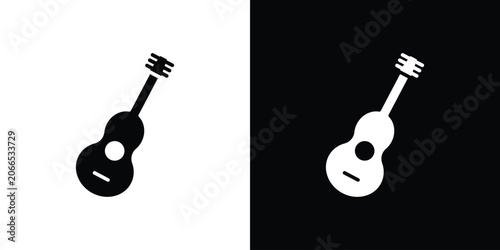 Canvas Print Guitar icon silhouette design collection in black and white for web