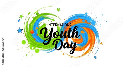 International youth day illustration vibrant swirl design for awareness campaigns