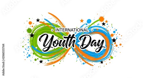 International youth day celebration colorful brushstroke typography splatter design