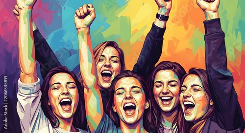 Celebrating international youth day diverse group of young adults in joyful expression