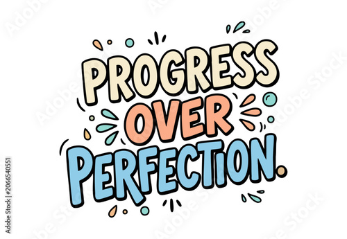 Progress over perfection motivational typography quote graphic design