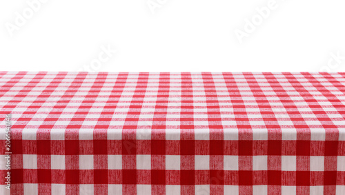 Принти на полотні Isolated red and white checkered gingham picnic tablecloth with empty space abov