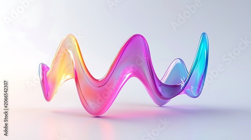 Abstract Wave of Color: A fluid, translucent wave form in vibrant rainbow hues of yellow, pink, purple, and blue, creating a mesmerizing abstract design.