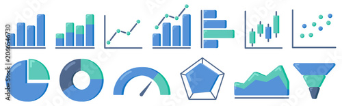 Analytics Dashboard Icon Set for Data Charts and Business Report
