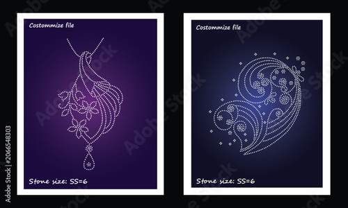 Crystal Abstract beautiful rhinestone glitter motif design, Flower Rhinestone Transfer
Bring Luxury sparkle Royal Starburst Neckline Rhinestone design.