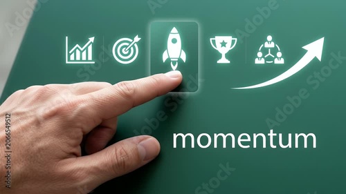 Business growth success achievement progress momentum hand finger rocket launch target goal chart trophy teamwork arrow strategy innovation motivation leadership planning development concept idea