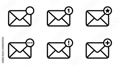 Foto Email Notification Icons, Message Alert Symbols, UI UX Interface Vector Set