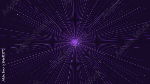Slika na platnu Explosion of light purple lines emanating from a central bright point
