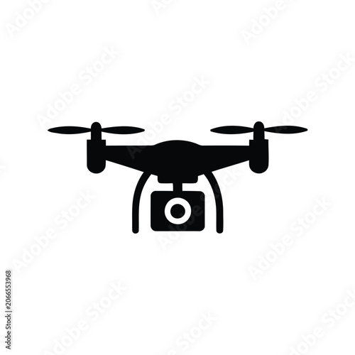 Drone silhouette vector icon for technology, aerial photography, and surveillance design