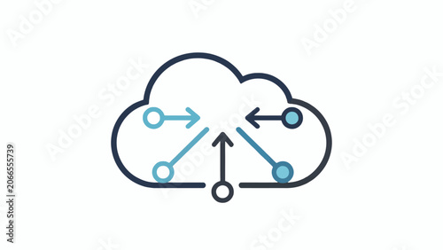 фотографія Cloud network connection with arrows and nodes