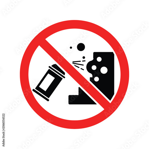 No Graffiti Spray Paint Prohibition Sign Vector Icon Isolated on White Background