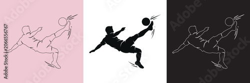 Fényképezés Football player mid-air acrobatic volley kick graphic illustration