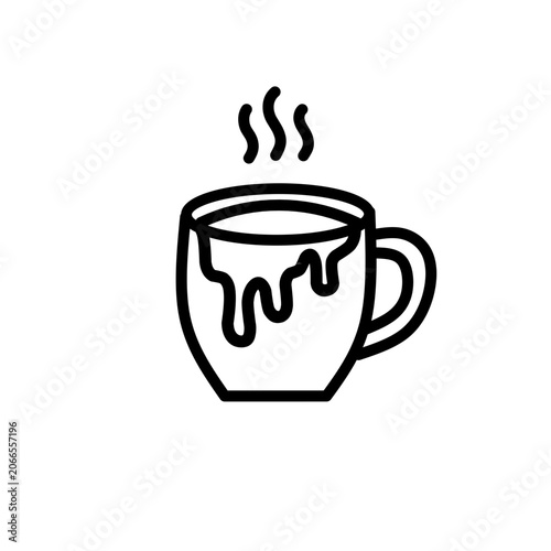 Chocolate cup icon, Chocolate Drip Mug Line Icon Vector Illustration