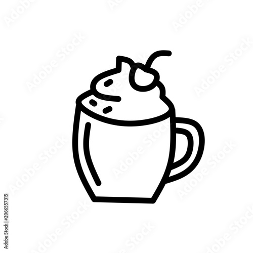 cup of coffee with ice cream, Hot Chocolate with Whipped Cream Line Icon Vector