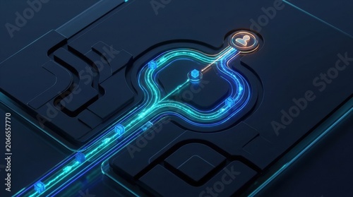 A detailed representation of pathways in a digital environment related to AI governance and content moderation.