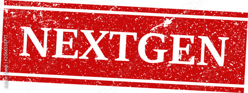 Nextgen red rubber stamp graphic isolated on white background technology and innovation concept
