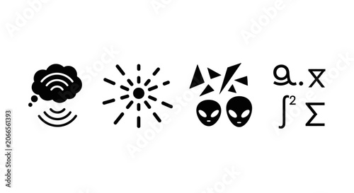 Abstract Icons: Idea, Energy, Aliens, and Math Symbols