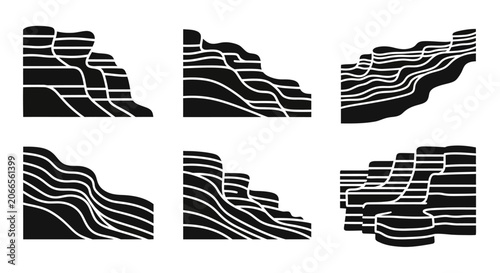Abstract Layered Rock Formations - Vector Graphics Set