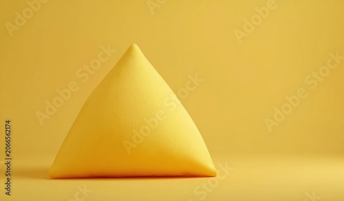 Minimalist Yellow Cone Shape on Solid Yellow Background.