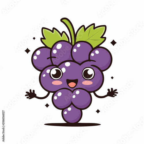 Cute Kawaii Grapes Character