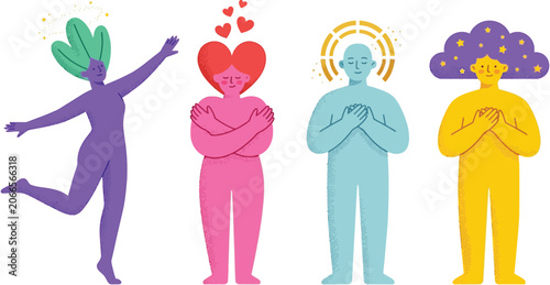 Konstfotografi Mental Health and Self Care Concept Illustration Set