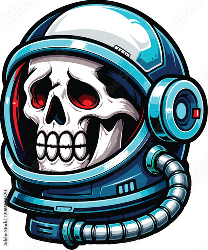 Futuristic Astronaut Skull Mascot Esports Logo Vector Illustration, Sci Fi Skeleton Space Helmet Gaming Character, Cyber Space Explorer Sticker Design, Premium Gaming Mascot Artwork