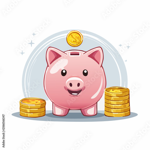 Piggy Bank with Coins