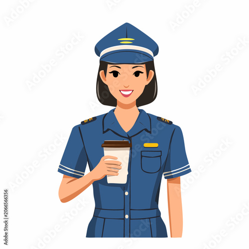 Pilot Woman Holding Coffee Cup