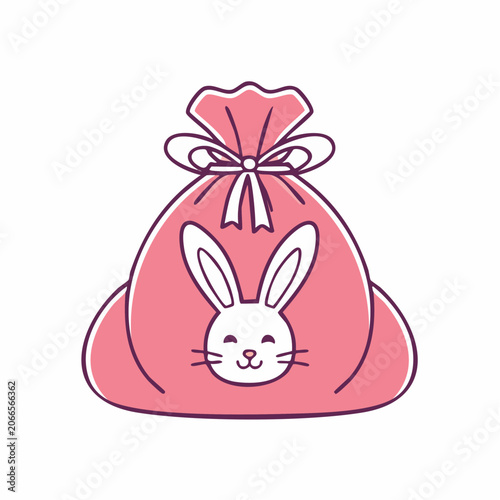 Pink Gift Bag with Cute Bunny Face and Bow