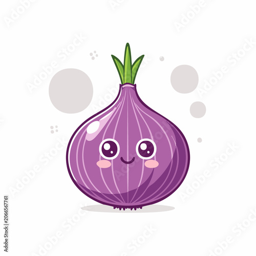 Cute red onion character with a happy face