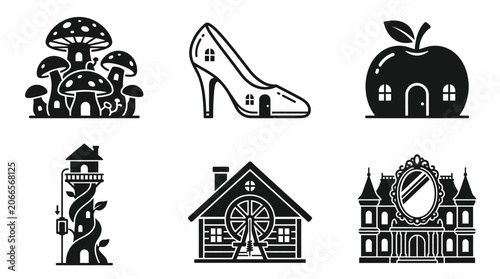 Tableau sur toile Whimsical Houses: Fairy Tale Homes Icons, Fantasy Architecture