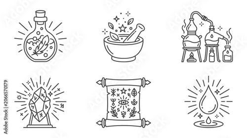 Tableau sur toile Alchemy and Magic Symbols Icon Set