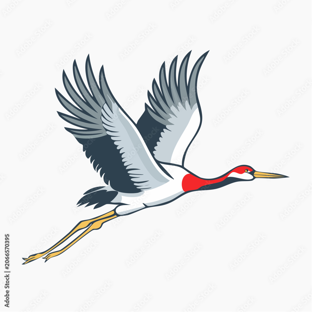 Fototapeta premium Red-crowned Crane in Flight