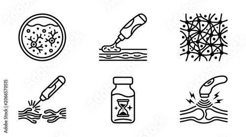Foto Medical Icons: Cell Culture, Topical Treatment, Tissue, Laser Therapy, Vial, Ult