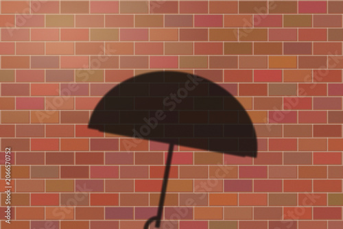 Illuminated Shadows of the City – Umbrella Shadow on Brick Wall