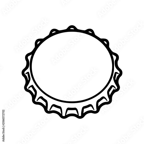 Black and white bottle cap illustration.