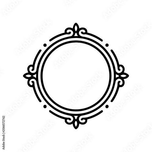 Black and white circular ornate frame.