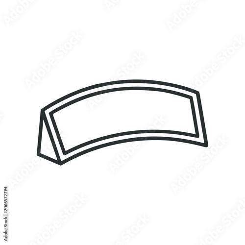 Black and white curved label icon.