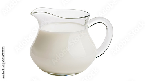 Photos Glass creamer pitcher filled with white milk