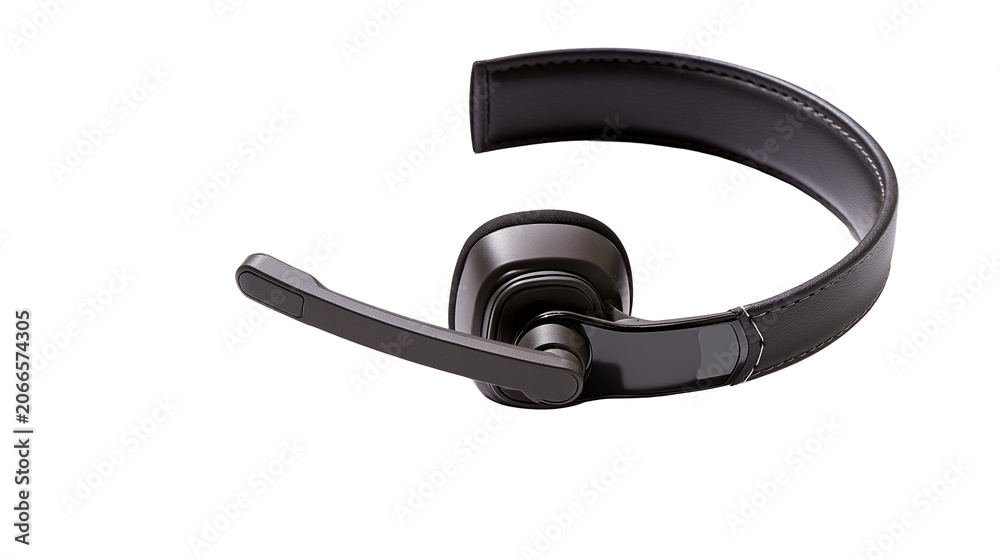 Fototapeta premium Dark brown leatherette headset with microphone boom