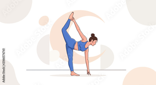 Woman in Yoga Pose: Dancer's Pose, Digital Illustration