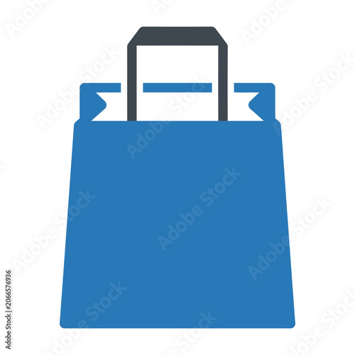 Tablou pe pânză A blue shopping bag with a dark grey handle, isolated on a white background, rep