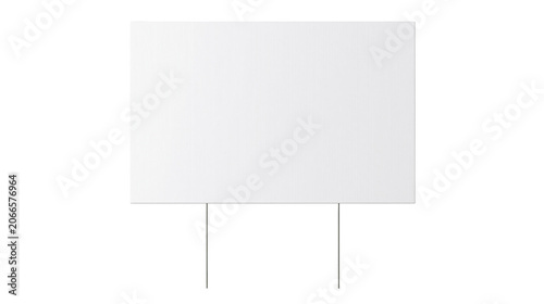Blank white corrugated plastic yard sign with metal stakes