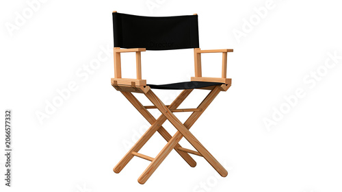 Obraz na plátne Wooden director s chair with black canvas seat and back
