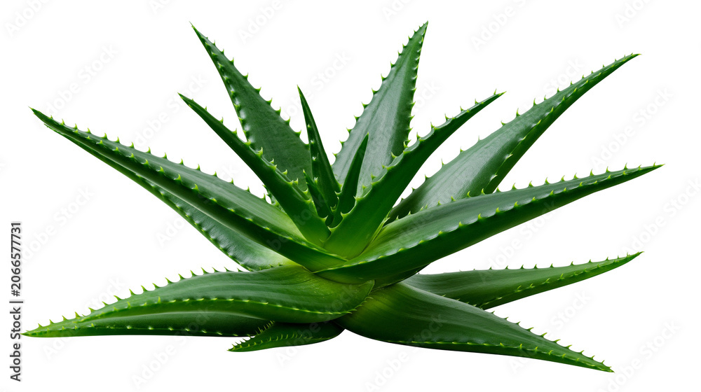 Fototapeta premium Green succulent aloe vera plant with spiky leaves
