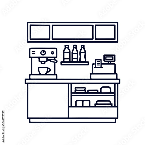Coffee Shop Counter with Machine.