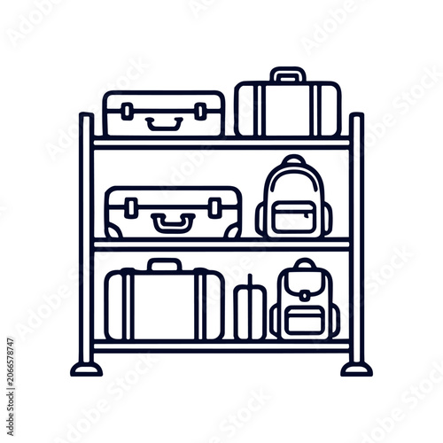 Collection of luggage on a shelf.
