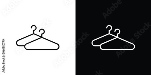 Schilderij op canvas Clothes hanger icon set, black and white color designs